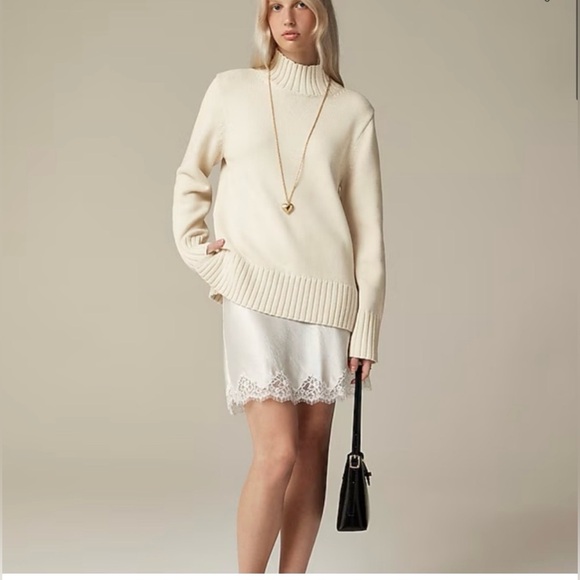 J. Crew Sweaters - NWT J. Crew Cream 100% Cotton Turtleneck Ribbed-Hem Sweater, Size Medium